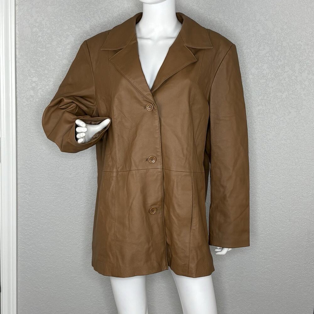 Jessica Holbrook Women’s Leather Jacket Washable Brown Size 1X